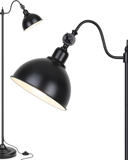 Mlambert Industrial Floor Lamp,63” LED Standing Lamp Modern with 11W A19 LED Bulb,Adjustable Head,Foot Switch,Metal Lamp for Livingroom,Stand Light - LeafyLoom