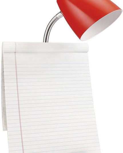 Simple Designs LD1056-RED Gooseneck Organizer Desk Lamp with iPad/Tablet Stand or Book Holder and USB Port, Red - LeafyLoom