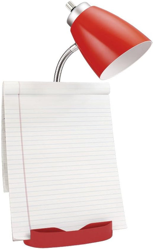 Simple Designs LD1056-RED Gooseneck Organizer Desk Lamp with iPad/Tablet Stand or Book Holder and USB Port, Red - LeafyLoom