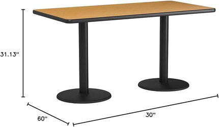 Flash Furniture 30'' x 60'' Rectangular Natural Laminate Table Top with 18'' Round Table Height Bases - LeafyLoom