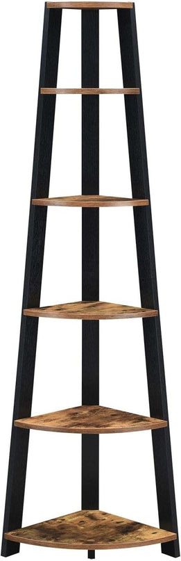 Convenience Concepts Newport 5-Tier Corner Bookshelf, Barnwood/Black - LeafyLoom