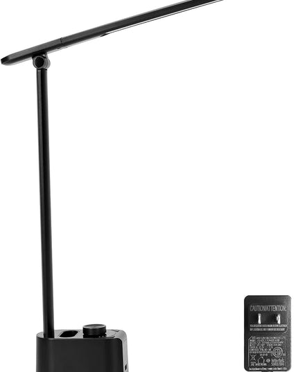 LED Office Desk Lamp, 630 Lumens Bright Table Lamp with Clock Display.A+C USB Fast Charging Charging Port, Desk Light for Office, Industrial Painting, Crafts (with Adapter) - LeafyLoom