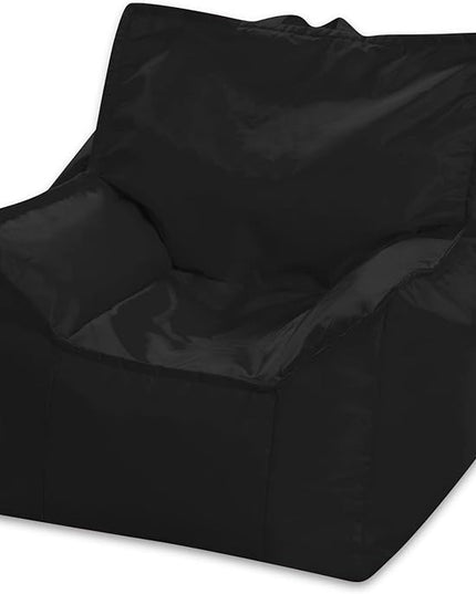 Posh Creations Structured Comfy Bean Bag Chair for Gaming, Reading, and Watching TV, Newport Chair, Microsuede - Black - LeafyLoom