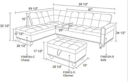 Modern Linen Living Room Furniture Set,L-Shaped Modular Upholstered 6 Seaters Sectional Sofa Couch W/2 Cup Holders & Storage Ottoman for Small Apartment-Dark Gray, 1 - LeafyLoom