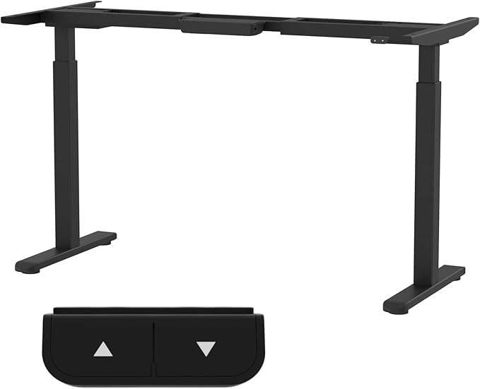 Electric Standing Desk Frame, Dual Motor Height Adjustable Desk Base for Home and Office (Black Frame + Motors + Control Panel) - LeafyLoom