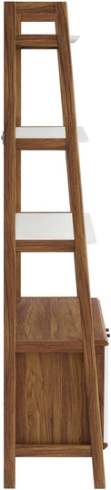 Modway Bixby Display Case, 33" Bookshelf, Walnut White - LeafyLoom
