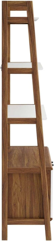 Modway Bixby Display Case, 33" Bookshelf, Walnut White - LeafyLoom