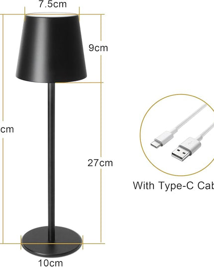 ORALUCE Cordless Table Lamp Rechargeable, Battery Operated LED Desk Lamp with USB Type-C Charging Port, 3 Color Stepless Dimming LED Lamp for Bedroom/Restaurant/Party/Coffee Shop/Camping/Bars, 2 Pack - LeafyLoom
