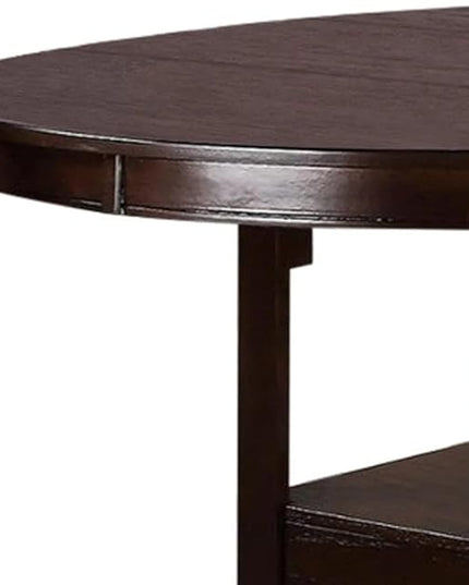 NicBex 42Inch Round Dining Table,Counter Height Kitchen Table with Solid Wood Tabletop and Storage Shelve for 4 to 6,Dining Room Table for Kitchen,Small Space,Dining Room and Living Room,Walnut - LeafyLoom