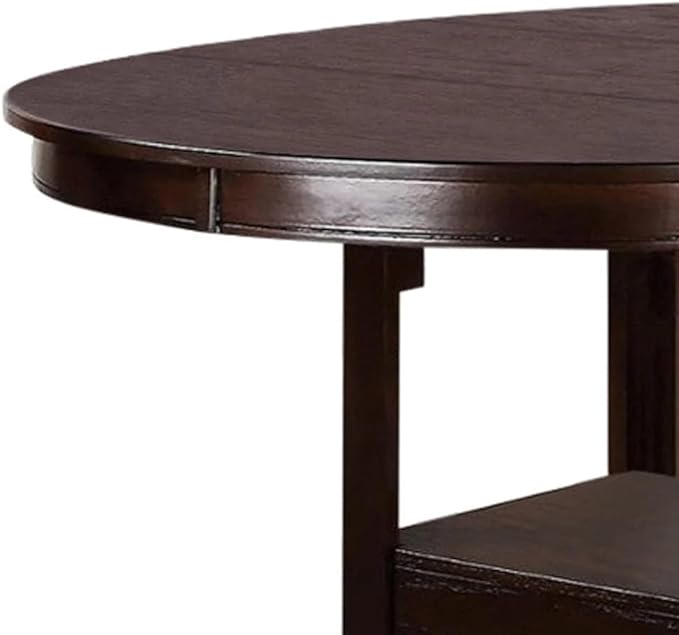NicBex 42Inch Round Dining Table,Counter Height Kitchen Table with Solid Wood Tabletop and Storage Shelve for 4 to 6,Dining Room Table for Kitchen,Small Space,Dining Room and Living Room,Walnut - LeafyLoom