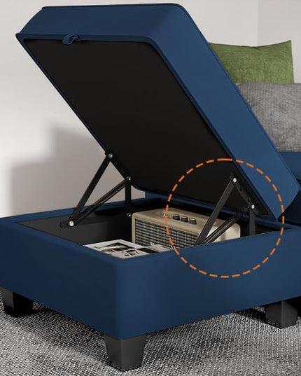 Modular Sectional Sofa, Convertible Sectional Couches for Living Room L Shaped Sofa Couch with Storage Ottoman, High Supportive 6 Seats Reversible Sectionals 113'' with Chaise, Dark Blue - LeafyLoom