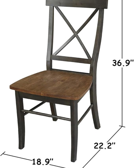 International Concepts X-Back Dining Chair, Height, Hickory/Washed Coal - LeafyLoom