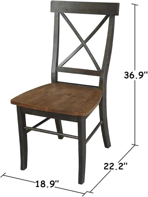 International Concepts X-Back Dining Chair, Height, Hickory/Washed Coal - LeafyLoom