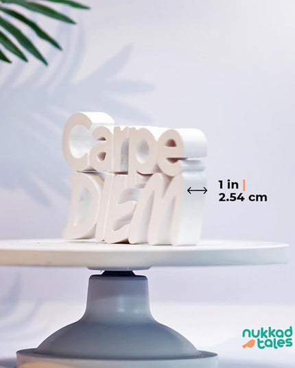 Carpe Diem White Showpiece Home Decor Items Living Room Decoration Items Center Table Décor Book Shelf Décor Birthday Gift Items (7 X 4.49 inch) Engineered Wood - LeafyLoom