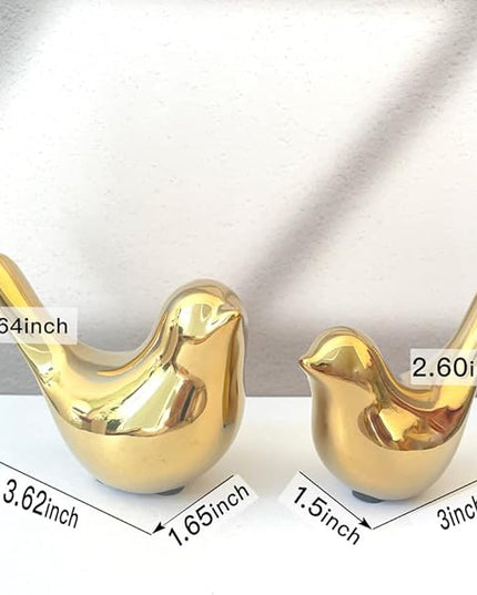 Gold Bedroom Decor Aesthetic, Shelf Decor Birds for Living Room Decor, Small Animal Figurines Decorations for Living Room Home Office Bookshelf TableTop - LeafyLoom