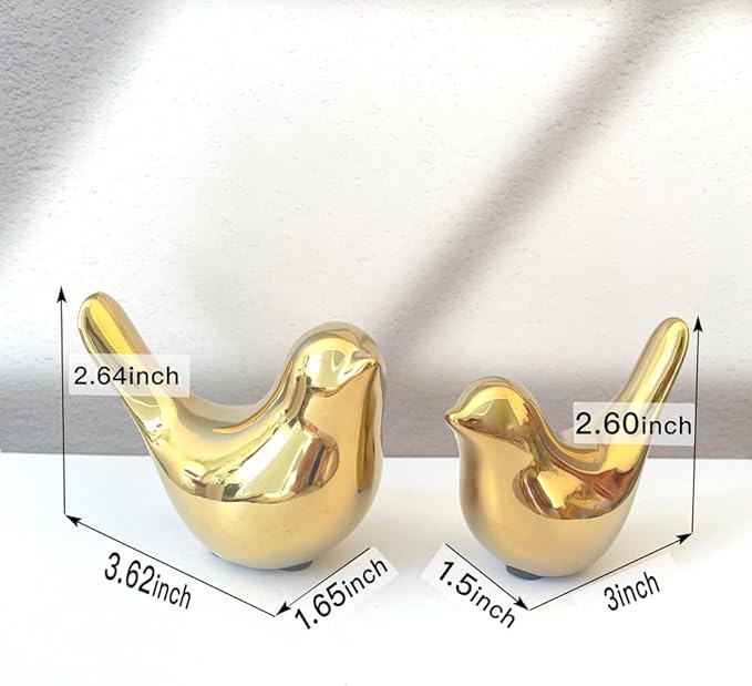 Gold Bedroom Decor Aesthetic, Shelf Decor Birds for Living Room Decor, Small Animal Figurines Decorations for Living Room Home Office Bookshelf TableTop - LeafyLoom