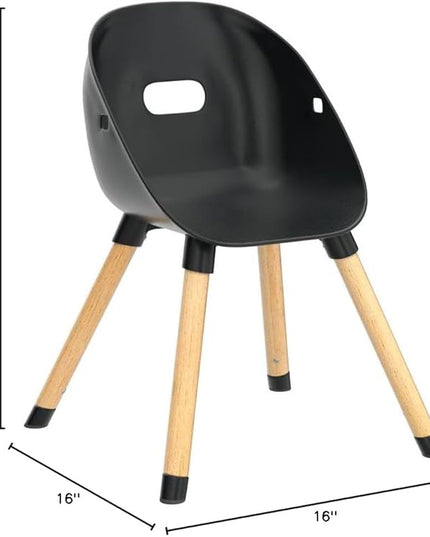 Lalo The Play Chair, Wooden and Non-Toxic Plastic Kids and Toddler Chair - Sturdy Bucket Seat and Easy to Clean Kids Chair with up to 200 lb. Weight Capacity, Set of 2 - Licorice - LeafyLoom