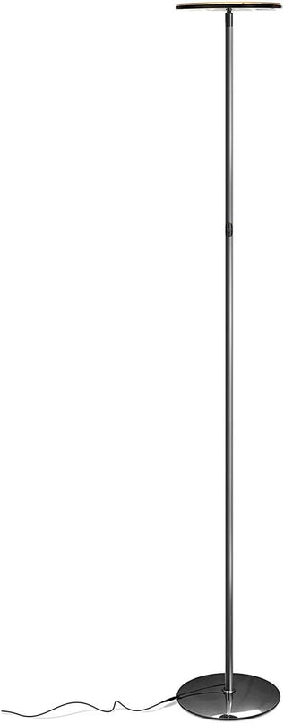 Brightech Sky LED Floor lamp, Torchiere Super Bright Floor Lamp for Living Rooms & Offices - Dimmable, Tall Standing Lamp for Bedroom Reading - Black Chrome - LeafyLoom
