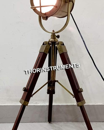 THOR INSTRUMENTS Antique Marine Small Desk Spotlight Maritime Brown Tripod Nautical Office Lamp Rustic Vintage Home Decor Gifts - LeafyLoom