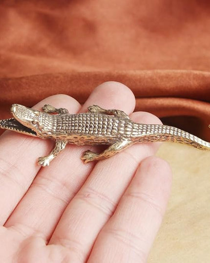 Vintage Solid Brass Crocodile Figurine - Exquisite Desk Decor for Collectors - Perfect Home or Office Accent(Crocodile) - LeafyLoom
