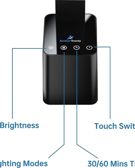 Ambertronix Rechargeable Cordless LED Desk Lamp, 5 Brightness & 5 Lighting Modes, USB Charging Port, Aluminum Arms, Portable, Dimmable, Touch Control, Auto Timer (Black) - LeafyLoom