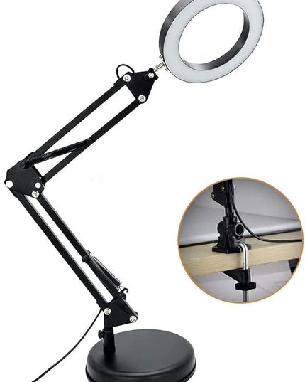 DLLT Dimmable Swing Arm Desk Lamp with Clamp, 68 LED Flexible Architect Work Lamp, 3 Colors 10 Brightness, Adjustable Desk Lamp, Multi-Joint Table Lamp for Study, Office, Computer, Art, Work Lighting - LeafyLoom