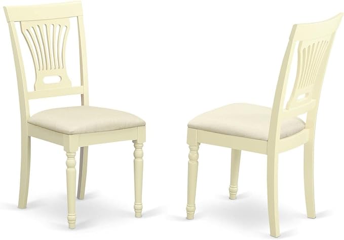 East West Furniture ANPL3-WHI-C 3 Piece Set for Small Spaces Contains a Round Table with Pedestal and 2 Linen Fabric Kitchen Dining Chairs, 36x36 Inch, Buttermilk & Cherry - LeafyLoom