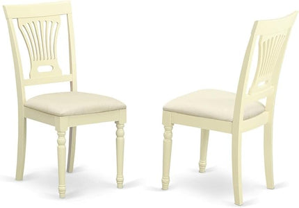 East West Furniture ANPL5-WHI-C 5 Piece Dinette Set for 4 Includes a Round Kitchen Table with Pedestal and 4 Linen Fabric Dining Room Chairs, 36x36 Inch, Buttermilk & Cherry - LeafyLoom