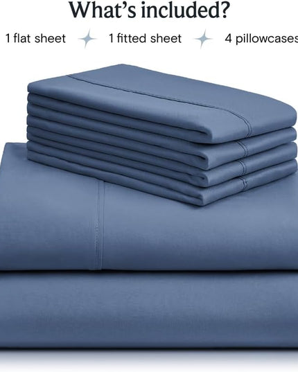 LuxClub 6 PC Queen Sheet Set, Breathable Luxury Bed Sheets, Deep Pockets 18" Eco Friendly Wrinkle Free Cooling Sheets Machine Washable Hotel Bedding Silky Soft - Oxford Queen - LeafyLoom
