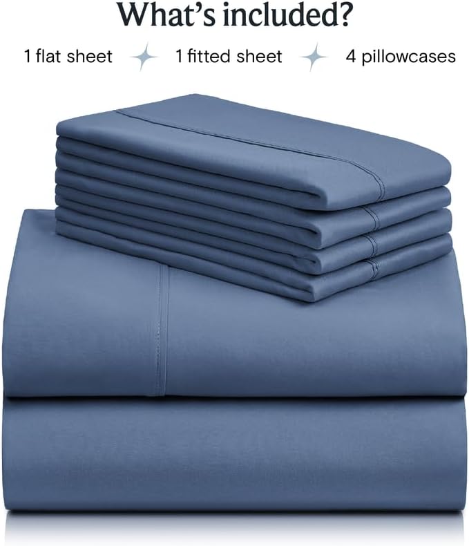 LuxClub 6 PC Queen Sheet Set, Breathable Luxury Bed Sheets, Deep Pockets 18" Eco Friendly Wrinkle Free Cooling Sheets Machine Washable Hotel Bedding Silky Soft - Oxford Queen - LeafyLoom