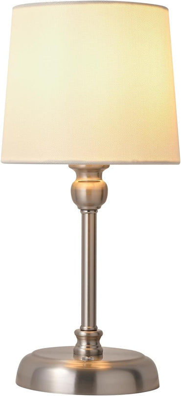 Cordless LED Table Lamp, 6000mAh Rechargeable Bedside Night Lamp for Bedroom, Portable Touch Stepless Dimmable Battery Operated Lamp, Ambient Light for Patio Restaurant(Brushed Nickel S) - LeafyLoom