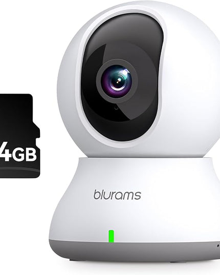 blurams Security Camera 2K, Baby Monitor Dog Camera 360-degree for Home Security (White + 64GB TF Card) Blurams