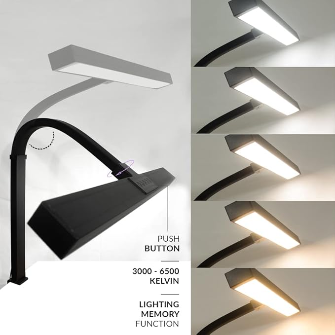 Neatfi (New Model) Flex Desk Lamp with Clamp, Dimmable, 3,000 Lumens 30W LED Monitor Light, 3000K-6500K Correlated Color Temperature, 5 Brightness Levels & 5 Light Modes (31.5 Inches, Black) - LeafyLoom