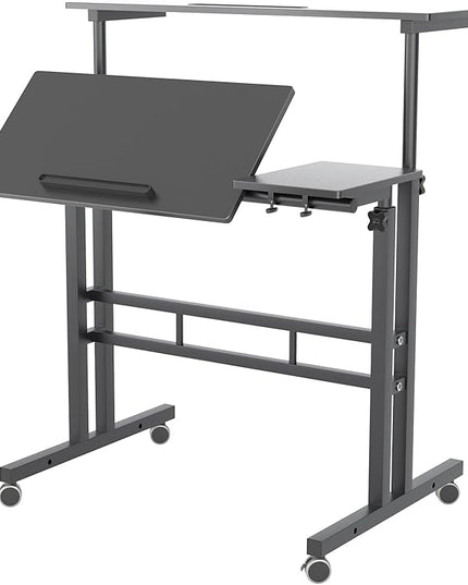 SDHYL 31.5 inches Movable Laptop Desk with Mouse Board Adjustable Height and Angle Anti-Slip Workstation Home Office Desk with Tablet Slot Portable Student Desk, Black, S7-ZS-101-2BK-US - LeafyLoom
