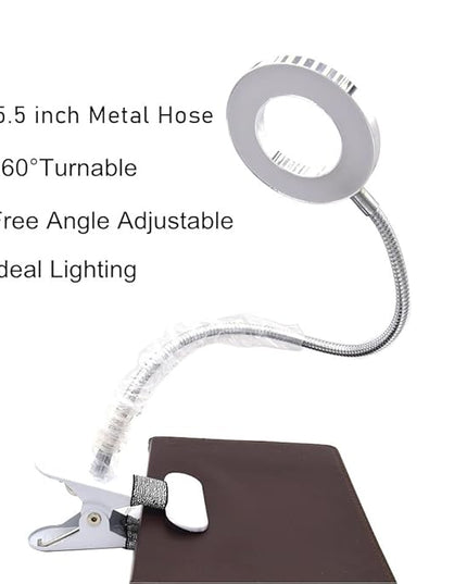 Clip on Lamp Pinkiou Desk Lamp with Clamp for Night Reading Nail Art Makeup Salon LED USB Book Light Clip Clamp Lamp 360°Flexible Gooseneck Bed Lamp 3 Color Models - LeafyLoom