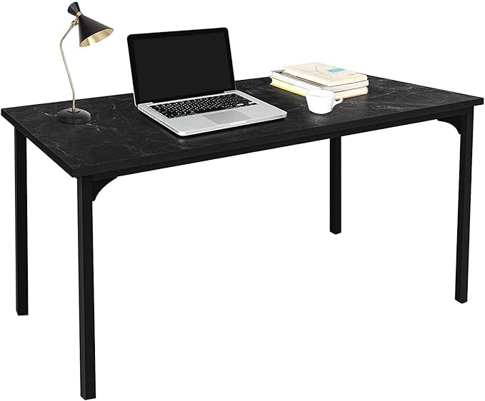HealSmart Home Office Computer Desk Ideal for Work Study, Writing, or Gaming Size, Thickened 47 Inches, Black - LeafyLoom