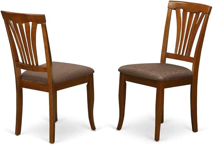 East West Furniture DLAV5-SBR-C 5 Piece Dinette Set for 4 Includes a Round Dining Table with Dropleaf and 4 Linen Fabric Dining Room Chairs, 42x42 Inch, Saddle Brown - LeafyLoom