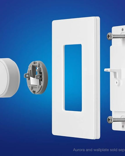 Lutron Aurora Wallplate Bracket For Paddle/Decorator Switch | For use with Aurora Smart Bulb Dimmer | L-AWALL1-WH | White Lutron