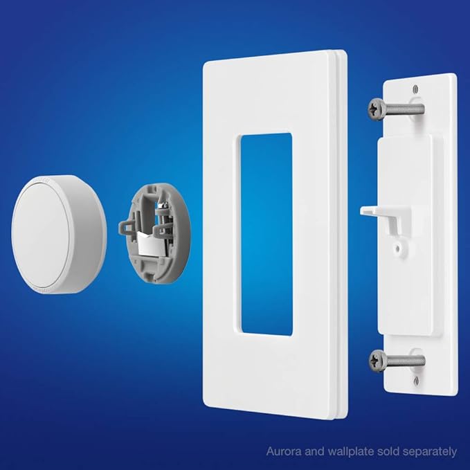 Lutron Aurora Wallplate Bracket For Paddle/Decorator Switch | For use with Aurora Smart Bulb Dimmer | L-AWALL1-WH | White Lutron
