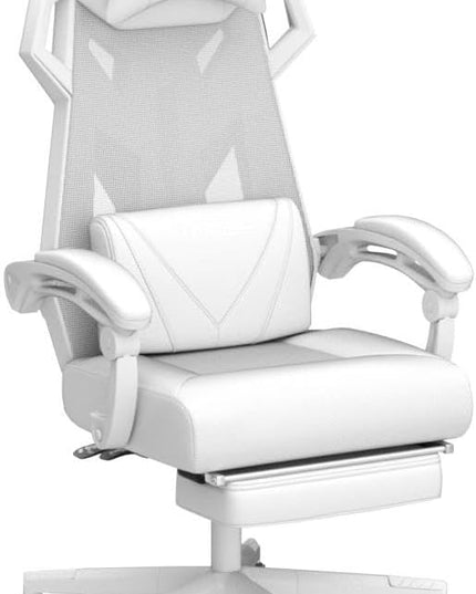 GTRACING Gaming Chair, Computer Chair with Mesh Back, Ergonomic Gaming Chair with Footrest, Reclining Gamer Chair with Adjustable Headrest and Lumbar Support for Gaming and Office (White) - LeafyLoom