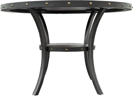 NicBex 48Inch Round Dining Table,Modern Kitchen Table with Rubber Wood MDF Tabletop and Storage Shelve for 4 to 6,Dining Room Table for Kitchen,Dining Room and Living Room,Space-Saving,Natural Wood - LeafyLoom