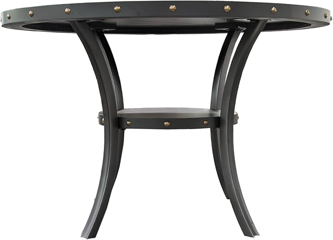 NicBex 48Inch Round Dining Table,Modern Kitchen Table with Rubber Wood MDF Tabletop and Storage Shelve for 4 to 6,Dining Room Table for Kitchen,Dining Room and Living Room,Space-Saving,Natural Wood - LeafyLoom