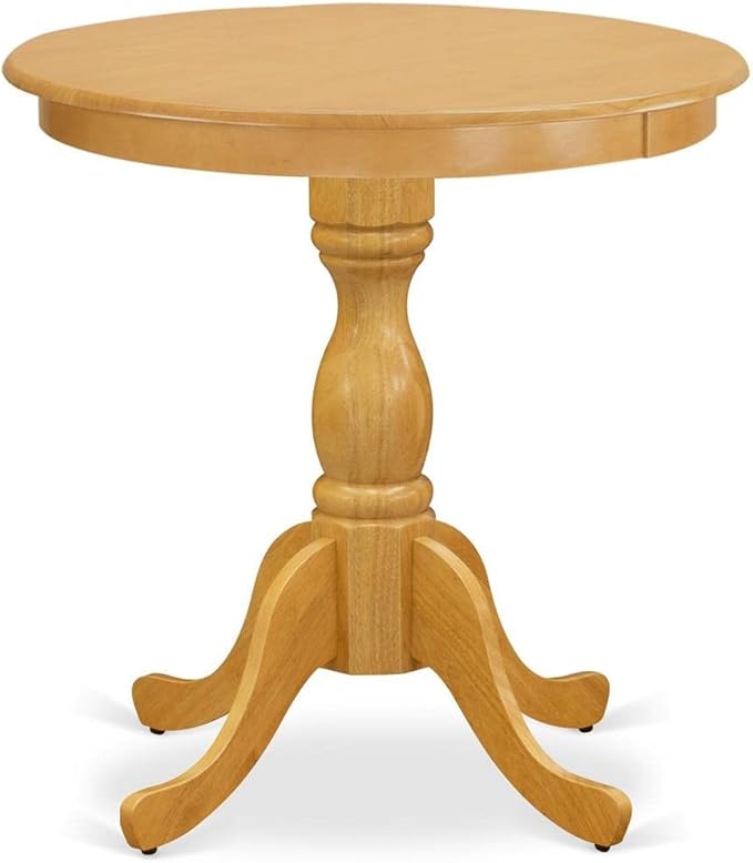 East West Furniture Eden 3 Piece Kitchen Set Contains a Round Dining Room Table with Pedestal and 2 Linen Fabric Upholstered Chairs, 30x30 Inch, ESAN3-OAK-C - LeafyLoom