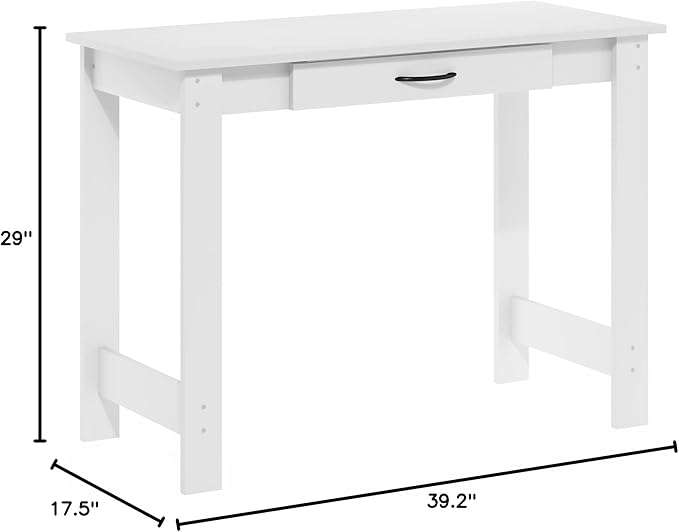 Furinno Jaya Writing Desk with Drawer, White - LeafyLoom