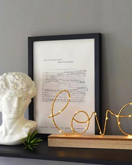 GUOCHENG Love Alphabet Letter Light Battery Operated LED Table Lamps Love Romantic Decorative Mood Lights Starry String Night Light, Wedding Christmas Bedroom Decor(Metal Love) - LeafyLoom