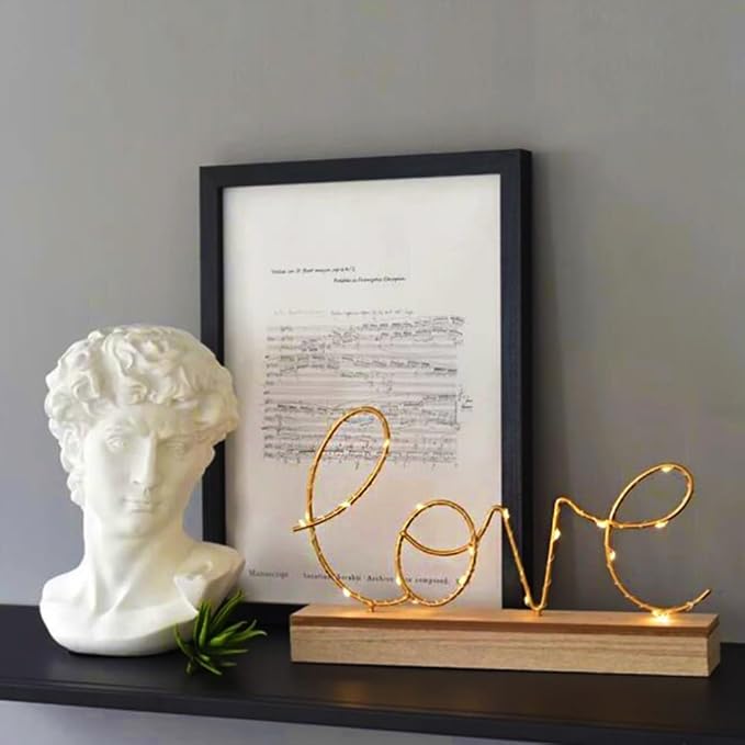 GUOCHENG Love Alphabet Letter Light Battery Operated LED Table Lamps Love Romantic Decorative Mood Lights Starry String Night Light, Wedding Christmas Bedroom Decor(Metal Love) - LeafyLoom