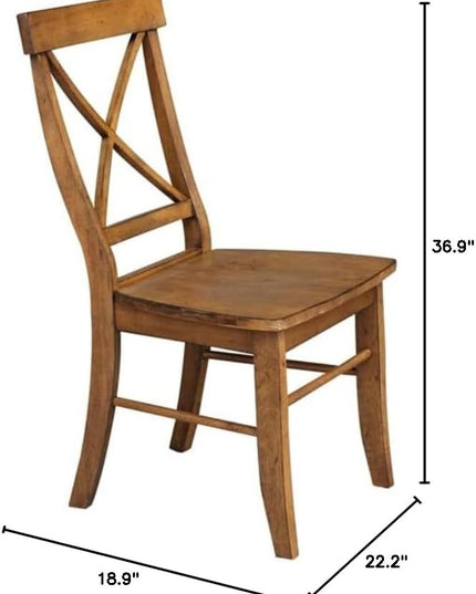 International Concepts Set of Two X-Back Dining Chair, Pecan - LeafyLoom
