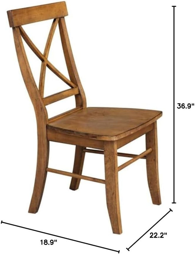 International Concepts Set of Two X-Back Dining Chair, Pecan - LeafyLoom