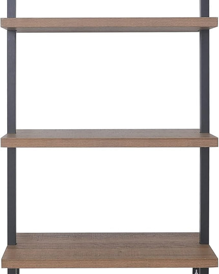 Nathan James Theo 3-Shelf Small Bookcase, Floating Wall Mount Bookshelf with Wood and Industrial Pipe/Metal Frame, Rustic Oak/Matte Black - LeafyLoom