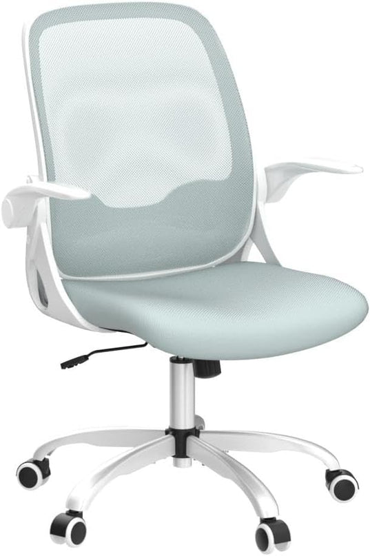 KERDOM Office Chair, Ergonomic Desk Chair, Breathable Mesh Computer Chair, Comfy Swivel Task Chair with Flip-up Armrests and Adjustable Height - LeafyLoom